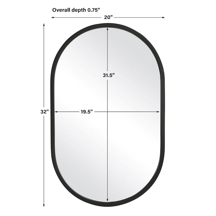 Haus Appeal McBride 32x20" Mirror | Modern Matte Black Engineered Polymer | Entryway & Bathroom Mirror | 20in x 32in, 0.75in Depth | Model W00523