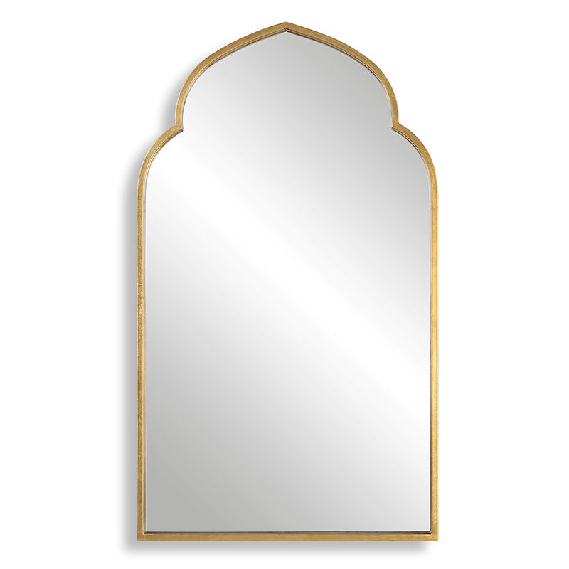 Haus Appeal Liam 38x22in Wall Mirror | Moroccan Style Antiqued Gold Leaf Metal Mirror | Entryway & Bathroom Accent | 22 x 38 in, MDF/Iron Frame | Model W00534