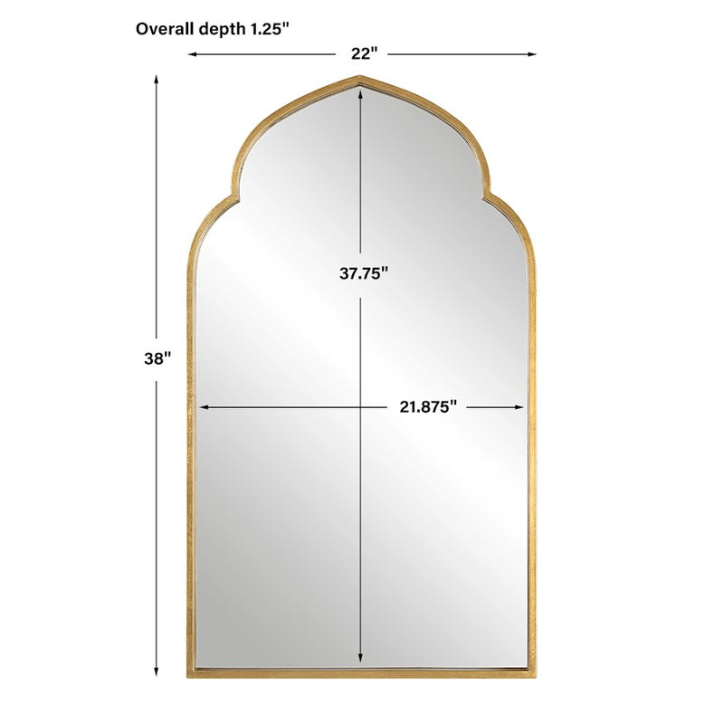 Haus Appeal Liam 38x22in Wall Mirror | Moroccan Style Antiqued Gold Leaf Metal Mirror | Entryway & Bathroom Accent | 22 x 38 in, MDF/Iron Frame | Model W00534