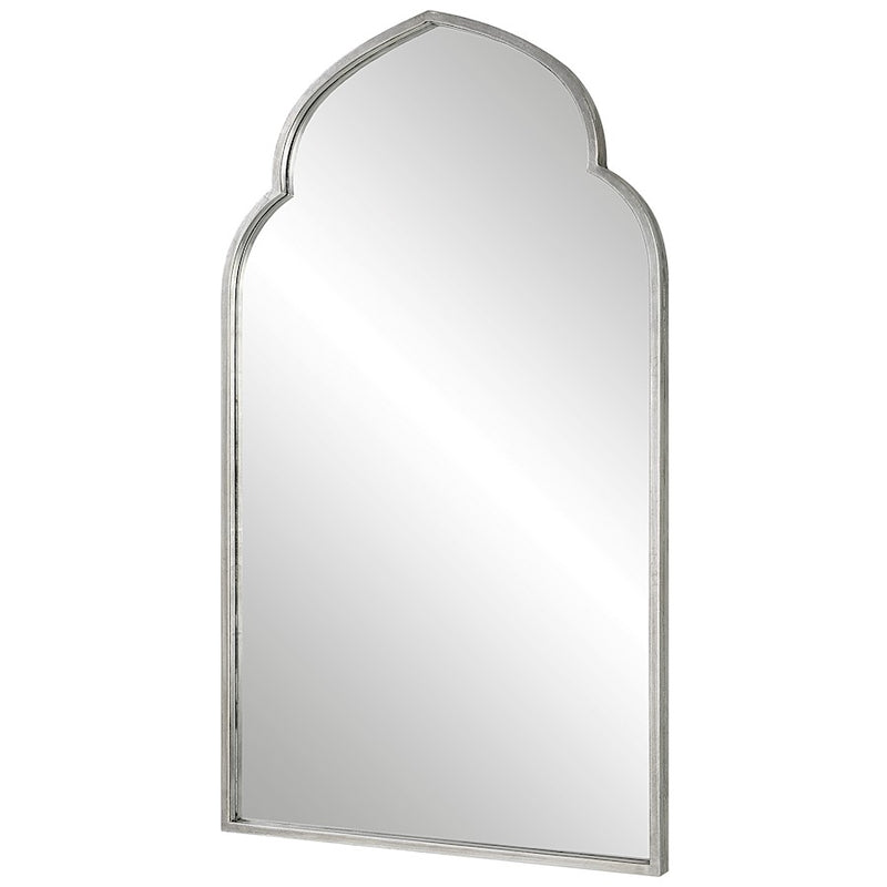 Haus Appeal Bernard 38x22in Wall Mirror | Moroccan Style Soft Silver Iron | Entryway & Living Room Decorative Mirror | 38 x 22 x 1.25 in | Model W00535