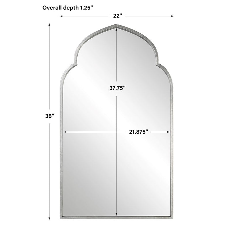 Haus Appeal Bernard 38x22in Wall Mirror | Moroccan Style Soft Silver Iron | Entryway & Living Room Decorative Mirror | 38 x 22 x 1.25 in | Model W00535