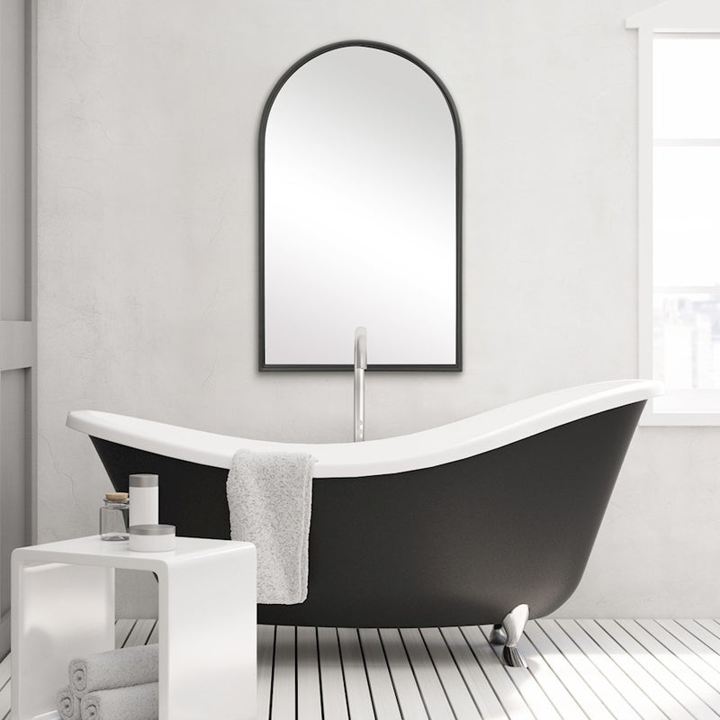 Haus Appeal Eiden 39x24in Arch Mirror | Matte Black Metal Frame | Entryway & Bathroom Wall Mirror | 24 x 39 x 1.38 in | Vertical Mount | Model W00536
