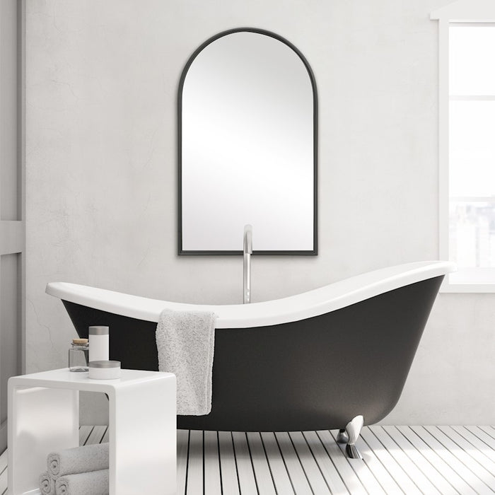 Haus Appeal Eiden 39x24in Arch Mirror | Matte Black Metal Frame | Entryway & Bathroom Wall Mirror | 24 x 39 x 1.38 in | Vertical Mount | Model W00536