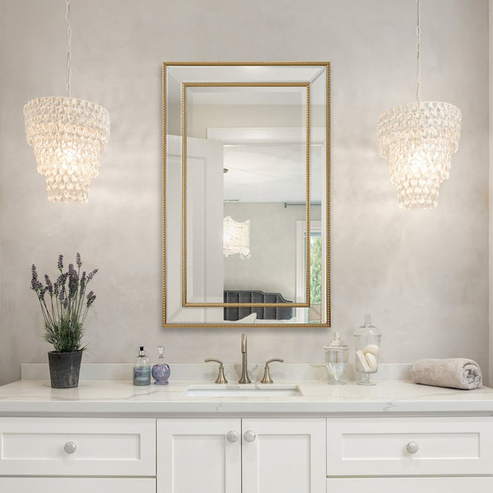Haus Appeal Matteo 32x20in Wall Mirror | Bevel Mirrored Frame with Gold Beading | Entryway & Powder Room Accent | Vertical or Horizontal | Model W00538