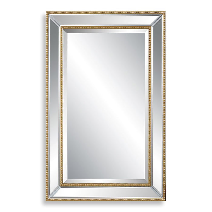 Haus Appeal Matteo 32x20in Wall Mirror | Bevel Mirrored Frame with Gold Beading | Entryway & Powder Room Accent | Vertical or Horizontal | Model W00538