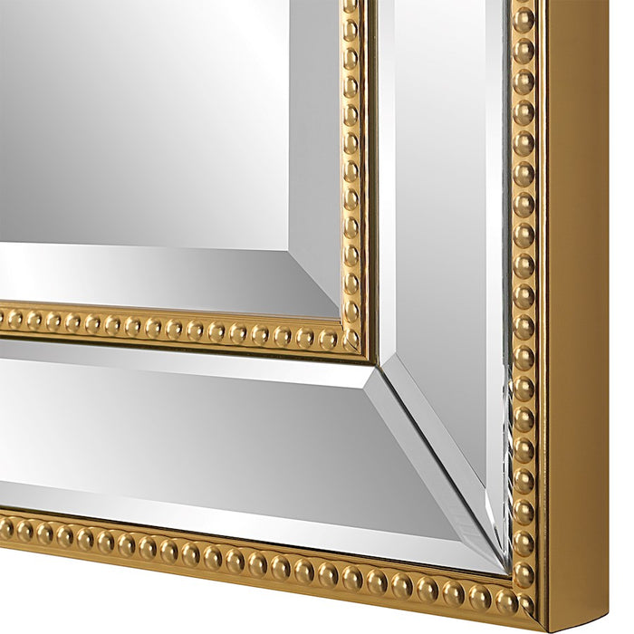 Haus Appeal Matteo 32x20in Wall Mirror | Bevel Mirrored Frame with Gold Beading | Entryway & Powder Room Accent | Vertical or Horizontal | Model W00538