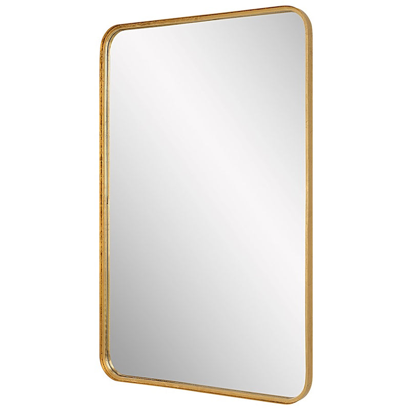 Haus Appeal Designs Finnias 38x24in Wall Mirror | Gold Leaf Metal Frame | Entryway & Bedroom Accent Mirror | 38 x 24 x 1.38 in, Vertical or Horizontal Hang | Model W00545