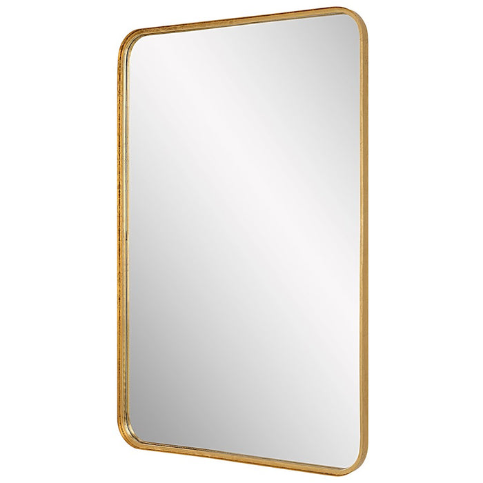 Haus Appeal Designs Finnias 38x24in Wall Mirror | Gold Leaf Metal Frame | Entryway & Bedroom Accent Mirror | 38 x 24 x 1.38 in, Vertical or Horizontal Hang | Model W00545