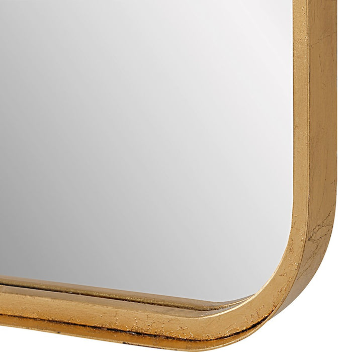 Haus Appeal Designs Finnias 38x24in Wall Mirror | Gold Leaf Metal Frame | Entryway & Bedroom Accent Mirror | 38 x 24 x 1.38 in, Vertical or Horizontal Hang | Model W00545