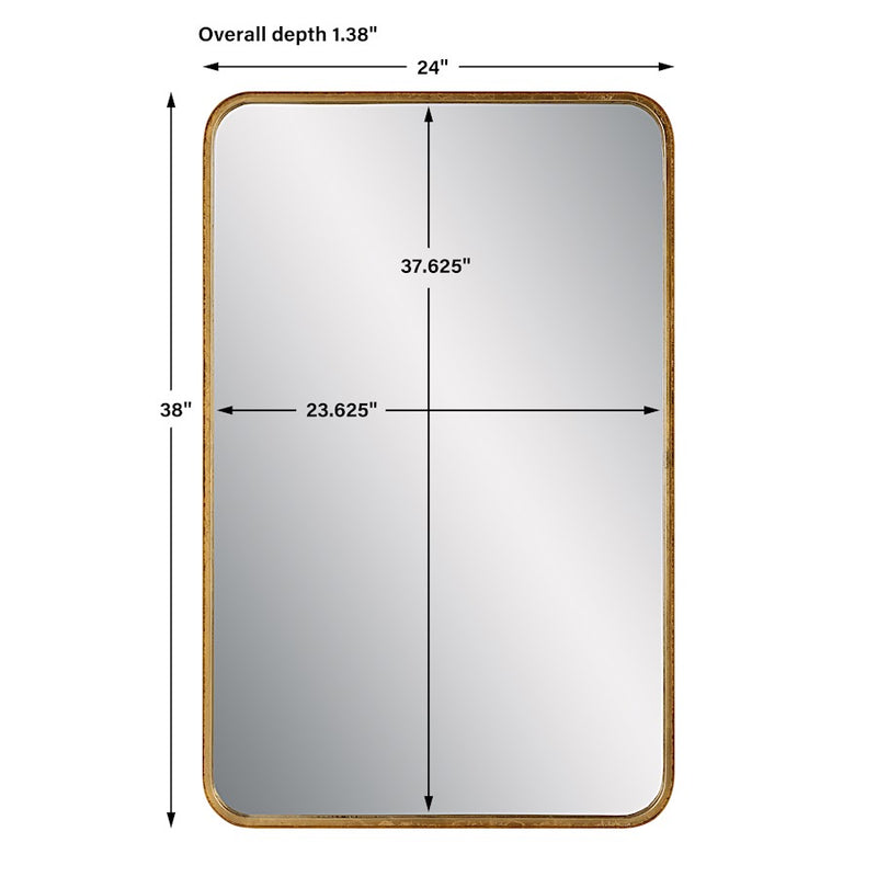 Haus Appeal Designs Finnias 38x24in Wall Mirror | Gold Leaf Metal Frame | Entryway & Bedroom Accent Mirror | 38 x 24 x 1.38 in, Vertical or Horizontal Hang | Model W00545