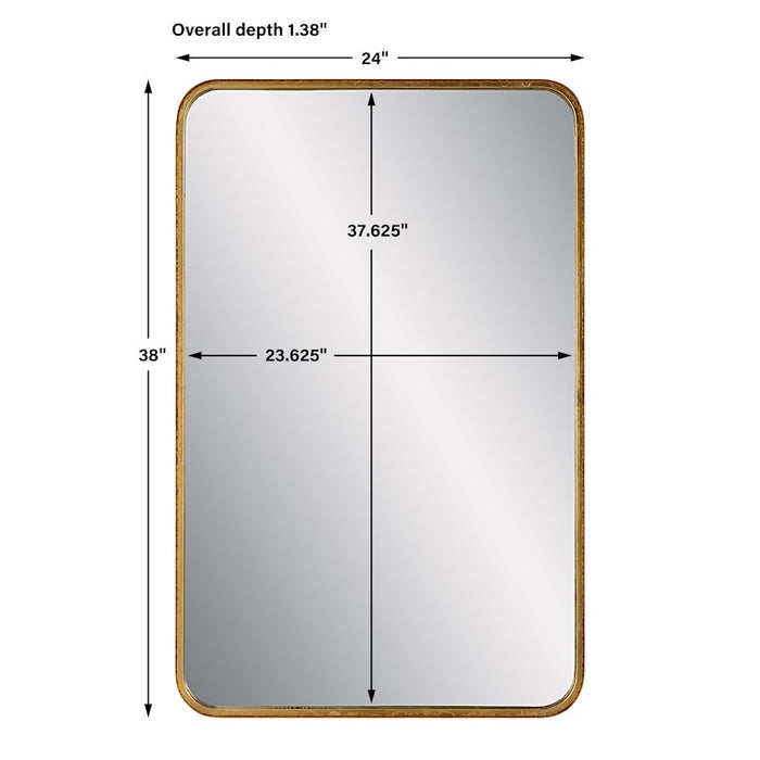 Haus Appeal Designs Finnias 38x24in Wall Mirror | Gold Leaf Metal Frame | Entryway & Bedroom Accent Mirror | 38 x 24 x 1.38 in, Vertical or Horizontal Hang | Model W00545
