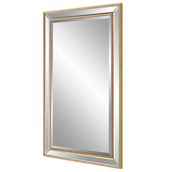 Haus Appeal Rexell 40x24in Wall Mirror | Gold Organic Textured PS & Beveled Mirror Frame | Entryway & Bathroom Accent | Vertical/Horizontal | Model W00553