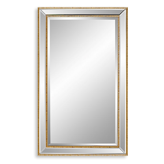 Haus Appeal Rexell 40x24in Wall Mirror | Gold Organic Textured PS & Beveled Mirror Frame | Entryway & Bathroom Accent | Vertical/Horizontal | Model W00553