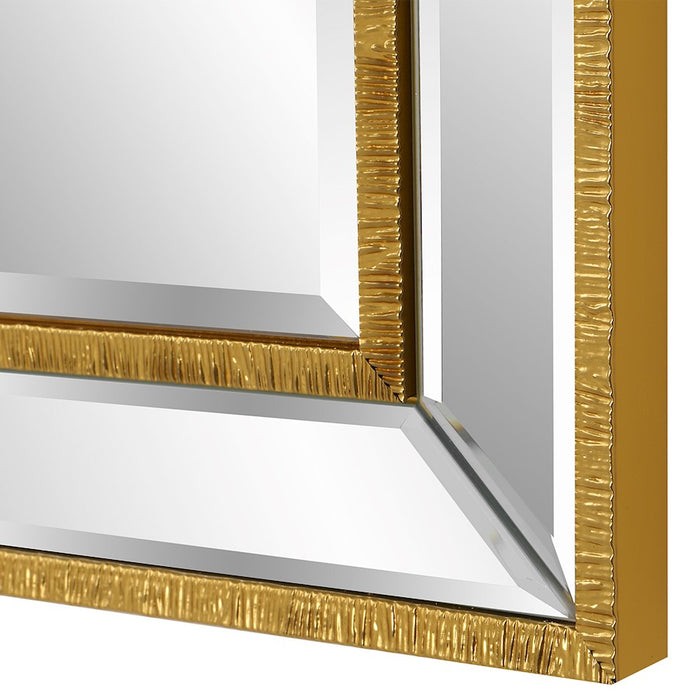 Haus Appeal Rexell 40x24in Wall Mirror | Gold Organic Textured PS & Beveled Mirror Frame | Entryway & Bathroom Accent | Vertical/Horizontal | Model W00553