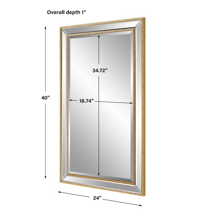 Haus Appeal Rexell 40x24in Wall Mirror | Gold Organic Textured PS & Beveled Mirror Frame | Entryway & Bathroom Accent | Vertical/Horizontal | Model W00553