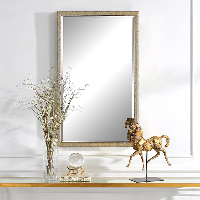 Haus Appeal Bridgers 40x24" Mirror | Gold & Dark Brown Wall Mirror | Living Room, Bedroom & Entryway | 1" Bevel, Vertical or Horizontal Hanging | Model W00556