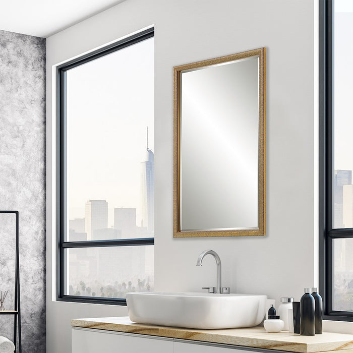 Haus Appeal Bridgers 40x24" Mirror | Gold & Dark Brown Wall Mirror | Living Room, Bedroom & Entryway | 1" Bevel, Vertical or Horizontal Hanging | Model W00556