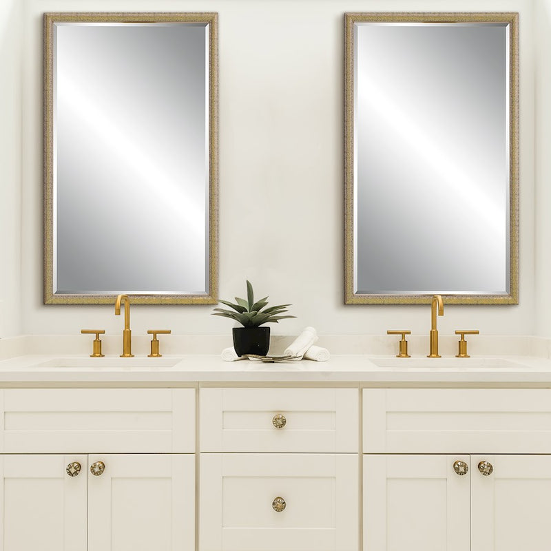 Haus Appeal Bridgers 40x24" Mirror | Gold & Dark Brown Wall Mirror | Living Room, Bedroom & Entryway | 1" Bevel, Vertical or Horizontal Hanging | Model W00556