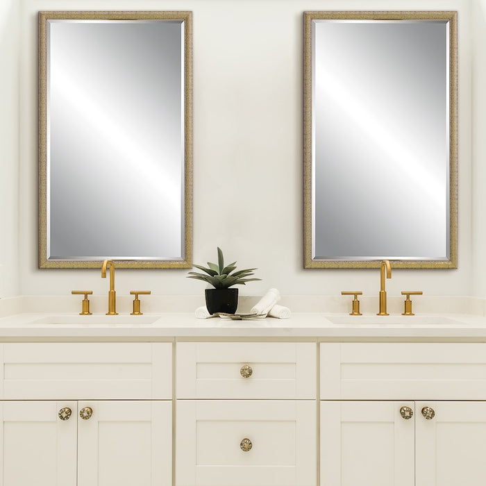 Haus Appeal Bridgers 40x24" Mirror | Gold & Dark Brown Wall Mirror | Living Room, Bedroom & Entryway | 1" Bevel, Vertical or Horizontal Hanging | Model W00556