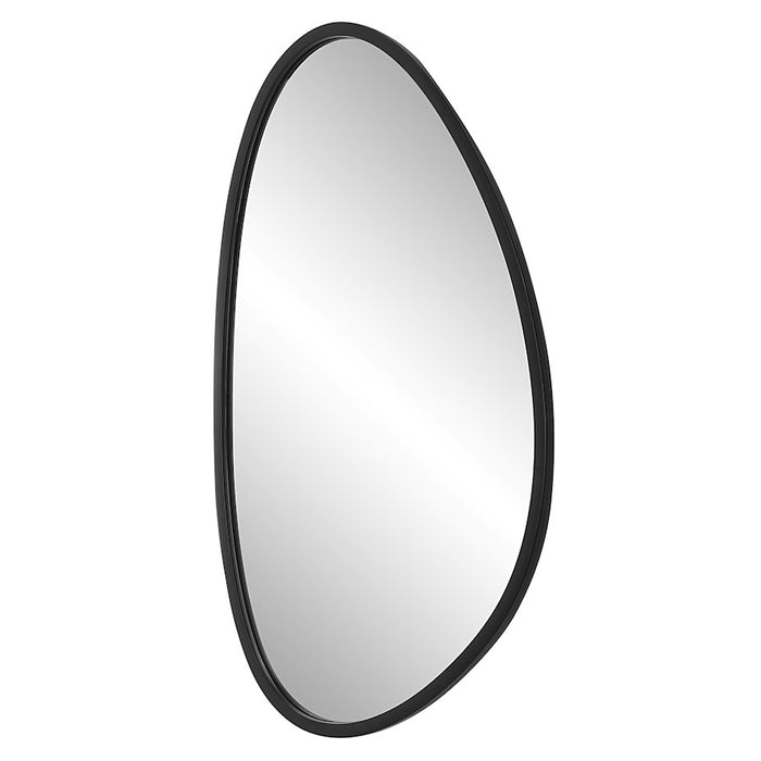 Haus Appeal Bankston 36x21in Mirror | Asymmetrical Matte Black Polymer Frame | Powder Room & Master Bath Wall Mirror | 36H x 21W x 0.88D | Model W00557