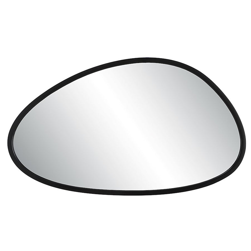 Haus Appeal Bankston 36x21in Mirror | Asymmetrical Matte Black Polymer Frame | Powder Room & Master Bath Wall Mirror | 36H x 21W x 0.88D | Model W00557