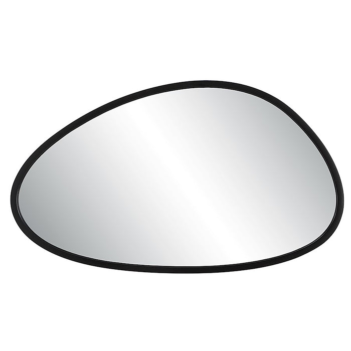 Haus Appeal Bankston 36x21in Mirror | Asymmetrical Matte Black Polymer Frame | Powder Room & Master Bath Wall Mirror | 36H x 21W x 0.88D | Model W00557