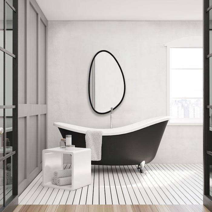 Haus Appeal Bankston 36x21in Mirror | Asymmetrical Matte Black Polymer Frame | Powder Room & Master Bath Wall Mirror | 36H x 21W x 0.88D | Model W00557