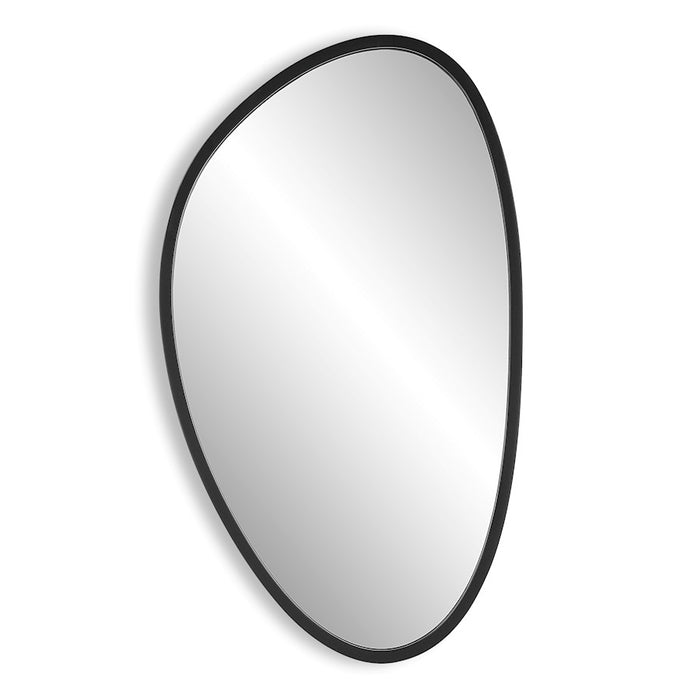 Haus Appeal Bankston 36x21in Mirror | Asymmetrical Matte Black Polymer Frame | Powder Room & Master Bath Wall Mirror | 36H x 21W x 0.88D | Model W00557
