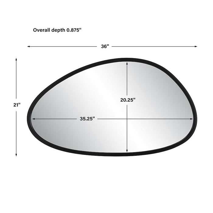 Haus Appeal Bankston 36x21in Mirror | Asymmetrical Matte Black Polymer Frame | Powder Room & Master Bath Wall Mirror | 36H x 21W x 0.88D | Model W00557