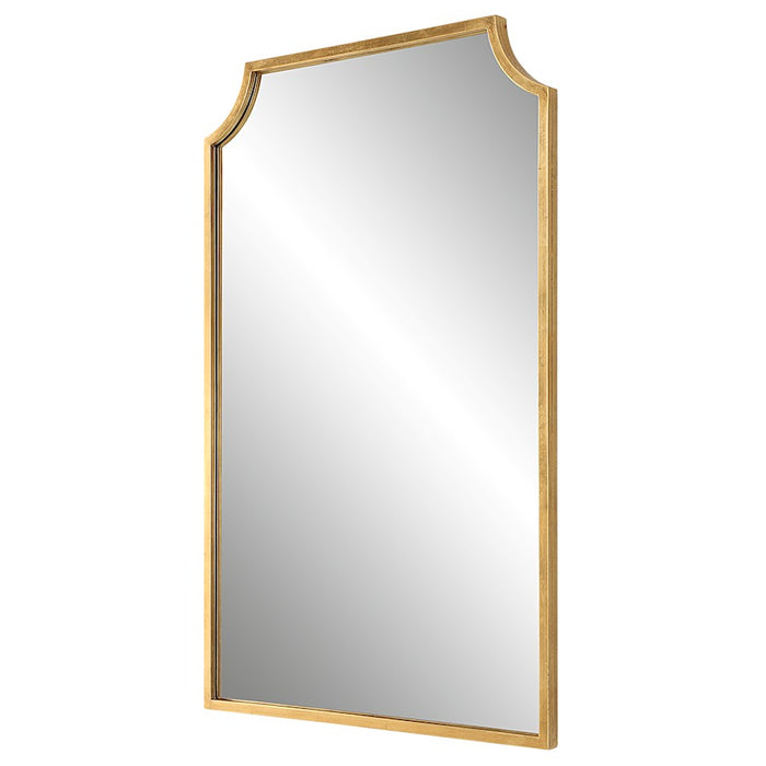 Haus Appeal Adonis 36x22in Wall Mirror | Gold Leaf Iron Frame | Entryway & Bathroom Accent | Graceful Curved Top Corners | Vertical Mount | Model W00558