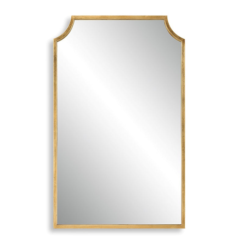 Haus Appeal Adonis 36x22in Wall Mirror | Gold Leaf Iron Frame | Entryway & Bathroom Accent | Graceful Curved Top Corners | Vertical Mount | Model W00558