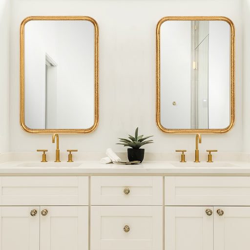 Haus Appeal Silas 30x20in Mirror | Hammered Metal & Antiqued Gold Leaf | Entryway & Living Room Wall Mirror | 30 x 20 x 1.5 in | Model W00559