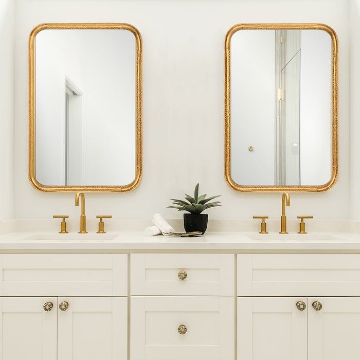 Haus Appeal Silas 30x20in Mirror | Hammered Metal & Antiqued Gold Leaf | Entryway & Living Room Wall Mirror | 30 x 20 x 1.5 in, Hang Vertically or Horizontally | Model W00559