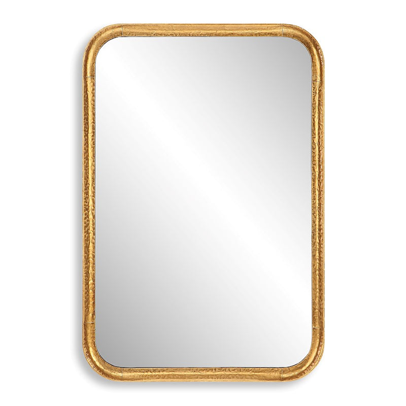 Haus Appeal Silas 30x20in Mirror | Hammered Metal & Antiqued Gold Leaf | Entryway & Living Room Wall Mirror | 30 x 20 x 1.5 in | Model W00559