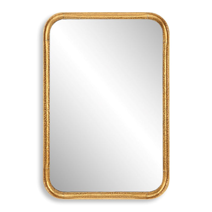 Haus Appeal Silas 30x20in Mirror | Hammered Metal & Antiqued Gold Leaf | Entryway & Living Room Wall Mirror | 30 x 20 x 1.5 in, Hang Vertically or Horizontally | Model W00559
