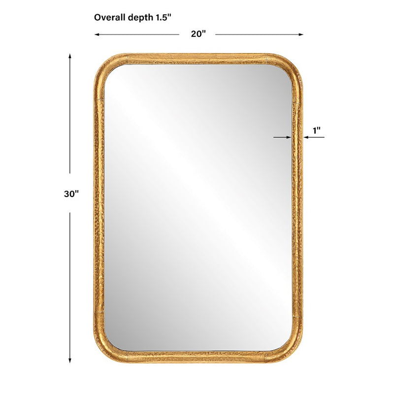 Haus Appeal Silas 30x20in Mirror | Hammered Metal & Antiqued Gold Leaf | Entryway & Living Room Wall Mirror | 30 x 20 x 1.5 in | Model W00559