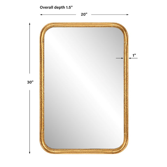 Haus Appeal Silas 30x20in Mirror | Hammered Metal & Antiqued Gold Leaf | Entryway & Living Room Wall Mirror | 30 x 20 x 1.5 in, Hang Vertically or Horizontally | Model W00559