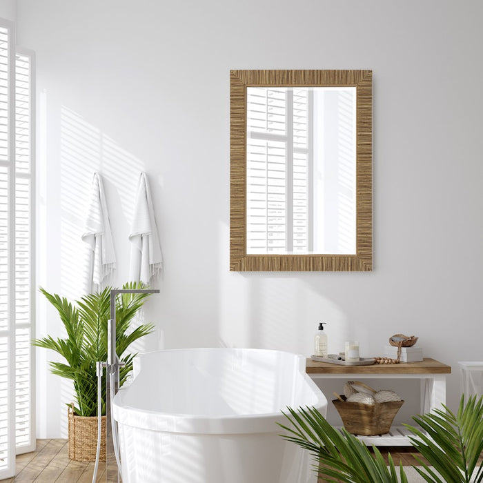 Haus Appeal Astrid 35x25in Wall Mirror | Coastal Design with Wrap that Resembles Rattan | Entryway & Powder Room Accent | Model W00561