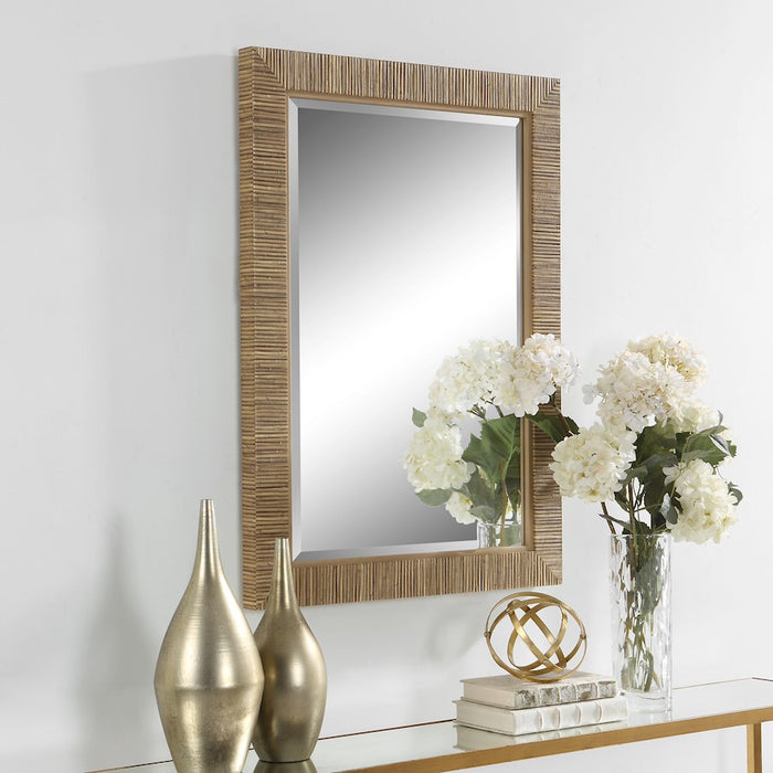Haus Appeal Astrid 35x25in Wall Mirror | Coastal Design with Wrap that Resembles Rattan | Entryway & Powder Room Accent | Model W00561