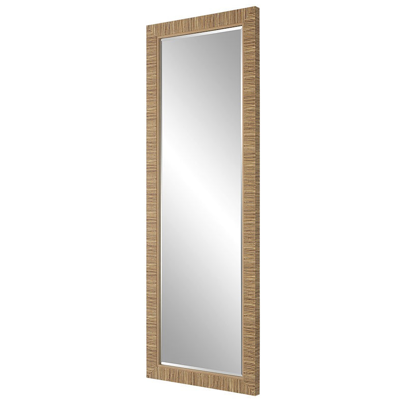 Haus Appeal Agnus 70x25in Wall Mirror | Textured Wrap to Resemble Rattan | Entryway & Bedroom Accent | 25 x 70 x 1.65 in | Vertical Mount | Model W00562