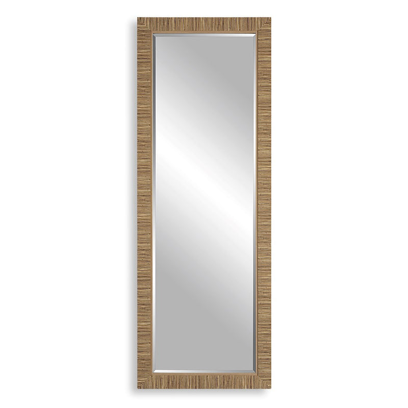Haus Appeal Agnus 70x25in Wall Mirror | Textured Wrap to Resemble Rattan | Entryway & Bedroom Accent | 25 x 70 x 1.65 in | Vertical Mount | Model W00562