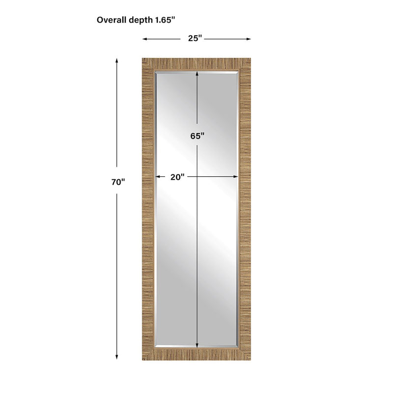 Haus Appeal Agnus 70x25in Wall Mirror | Textured Wrap to Resemble Rattan | Entryway & Bedroom Accent | 25 x 70 x 1.65 in | Vertical Mount | Model W00562