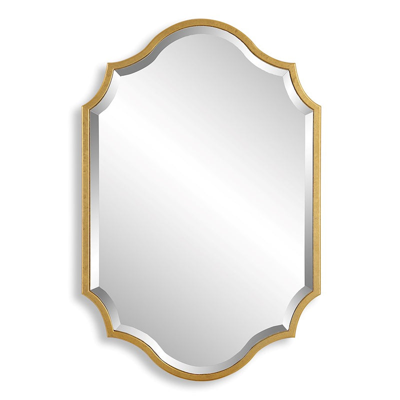 Haus Appeal Colton 27x41in Wall Mirror | Gold Leaf Metal Frame with Curves & Arches | Entryway & Powder Room Accent | Vertical or Horizontal | Model W00563