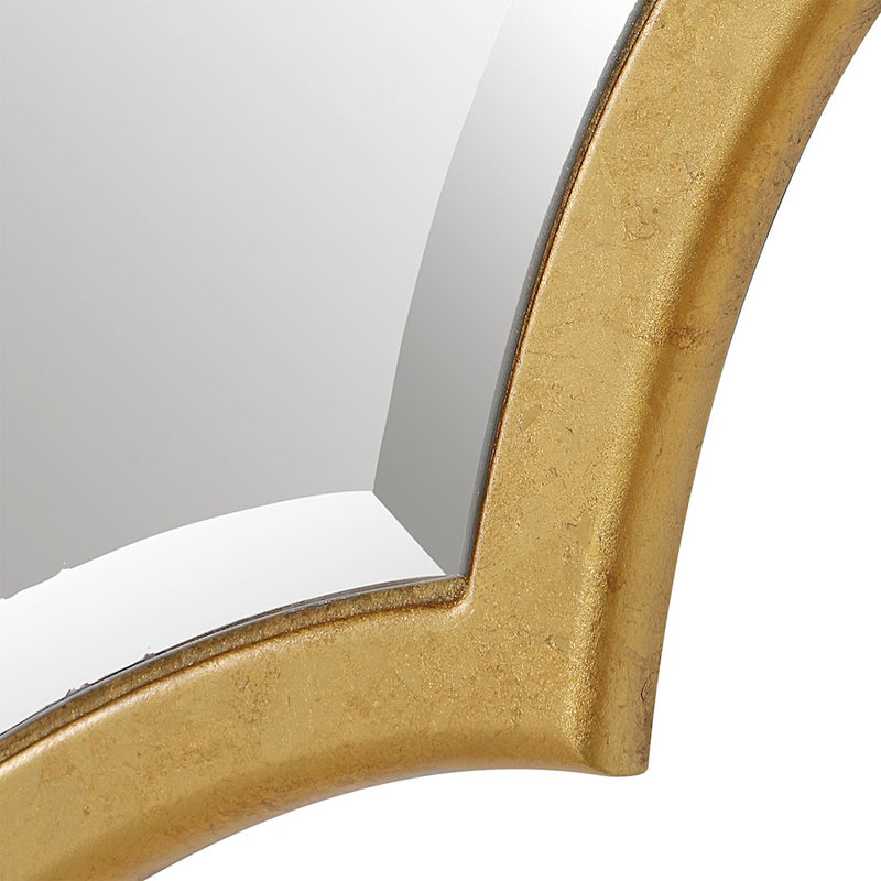Haus Appeal Colton 27x41in Wall Mirror | Gold Leaf Metal Frame with Curves & Arches | Entryway & Powder Room Accent | Vertical or Horizontal | Model W00563