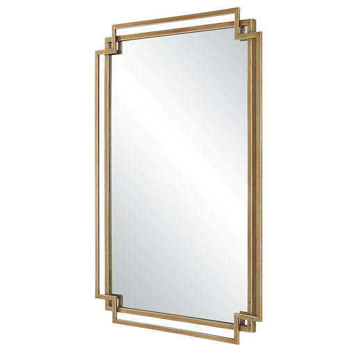 Haus Appeal Ryder 34x22in Mirror | Overlapping Frames in Brushed Gold | Entryway & Bathroom Mirror | Vertical or Horizontal Hang | Model W00567