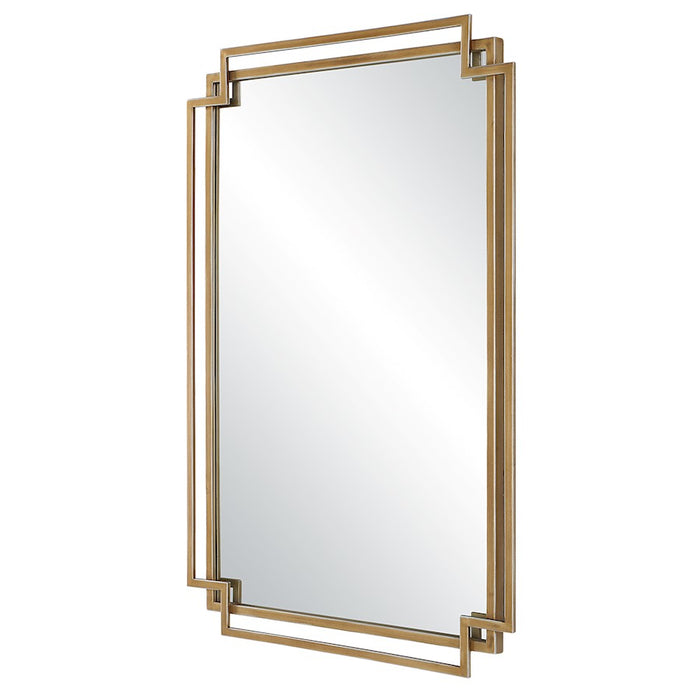 Haus Appeal Ryder 34x22in Mirror | Overlapping Frames in Brushed Gold | Entryway & Bathroom Mirror | Vertical or Horizontal Hang | Model W00567
