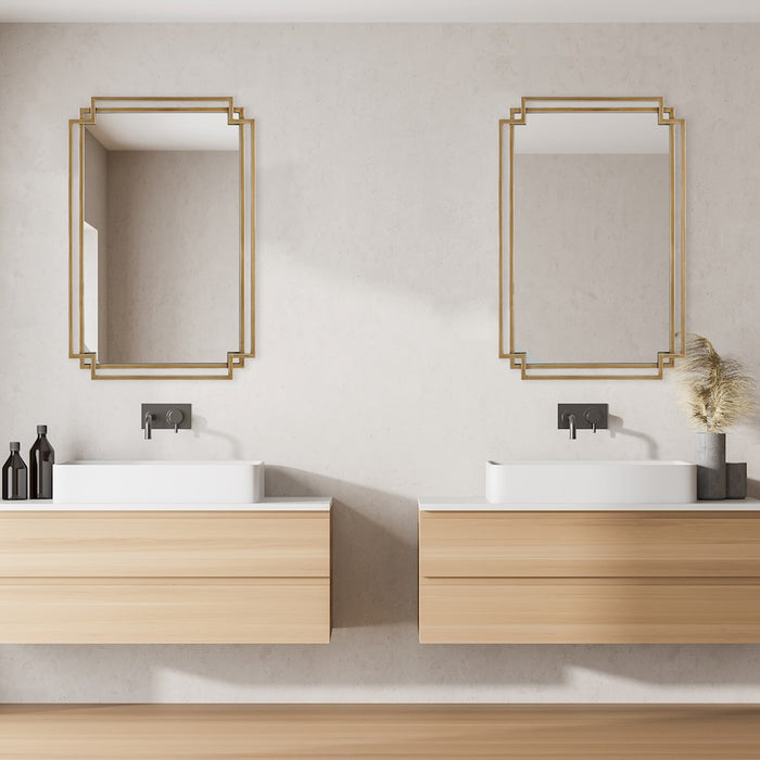 Haus Appeal Ryder 34x22in Mirror | Overlapping Frames in Brushed Gold | Entryway & Bathroom Mirror | Vertical or Horizontal Hang | Model W00567