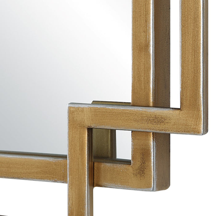 Haus Appeal Ryder 34x22in Mirror | Overlapping Frames in Brushed Gold | Entryway & Bathroom Mirror | Vertical or Horizontal Hang | Model W00567