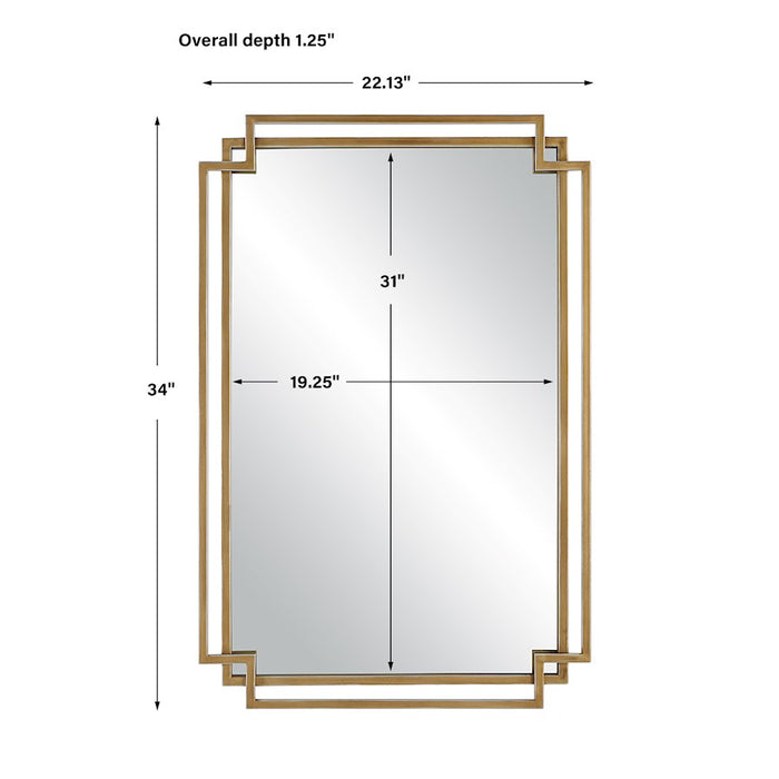 Haus Appeal Ryder 34x22in Mirror | Overlapping Frames in Brushed Gold | Entryway & Bathroom Mirror | Vertical or Horizontal Hang | Model W00567