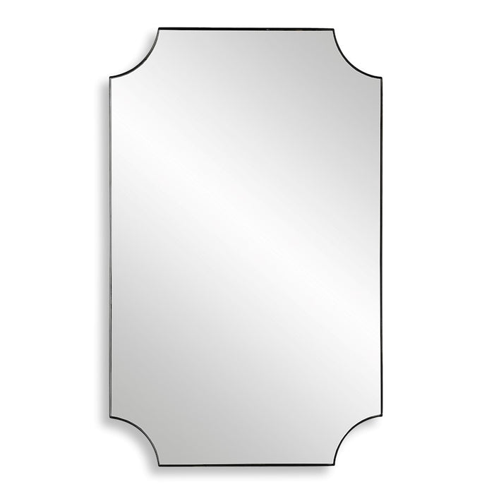 Haus Appeal Archer 32x20in Wall Mirror | Satin Black Iron Frame with Scalloped Corners | Entryway & Bathroom Accent | Vertical or Horizontal | Model W00568